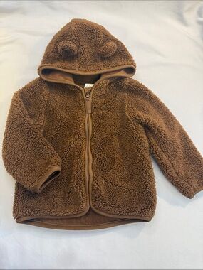 H&M Brown Teddy Fleece Hooded Jacket with Ears